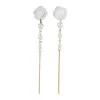 White flower pearl tassel earrings are fashionable and elegant earrings for ladies Item Picture